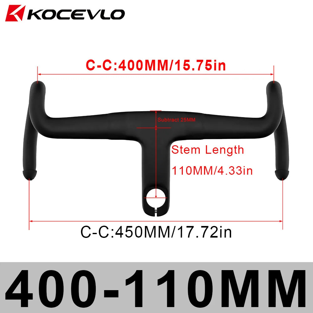 Gravel Carbon Integrated Handlebar 28.6mm with Spacers Internal Cables Drop Bar