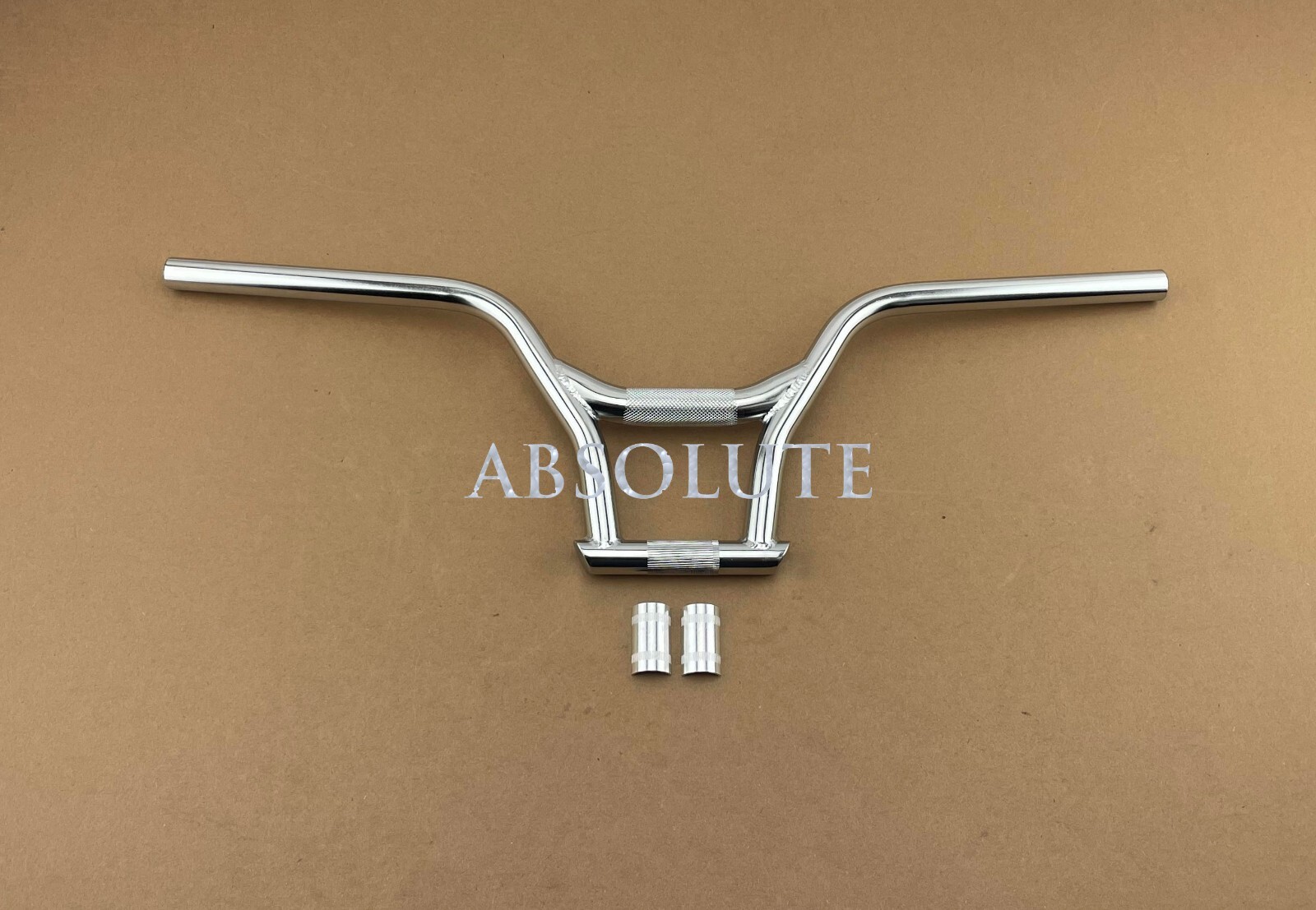 ABSOLUTE 74ED BICYCLE HANDLEBAR 22.2MM IN CHROME W/SHIM TO CONVERT TO 25.4MM