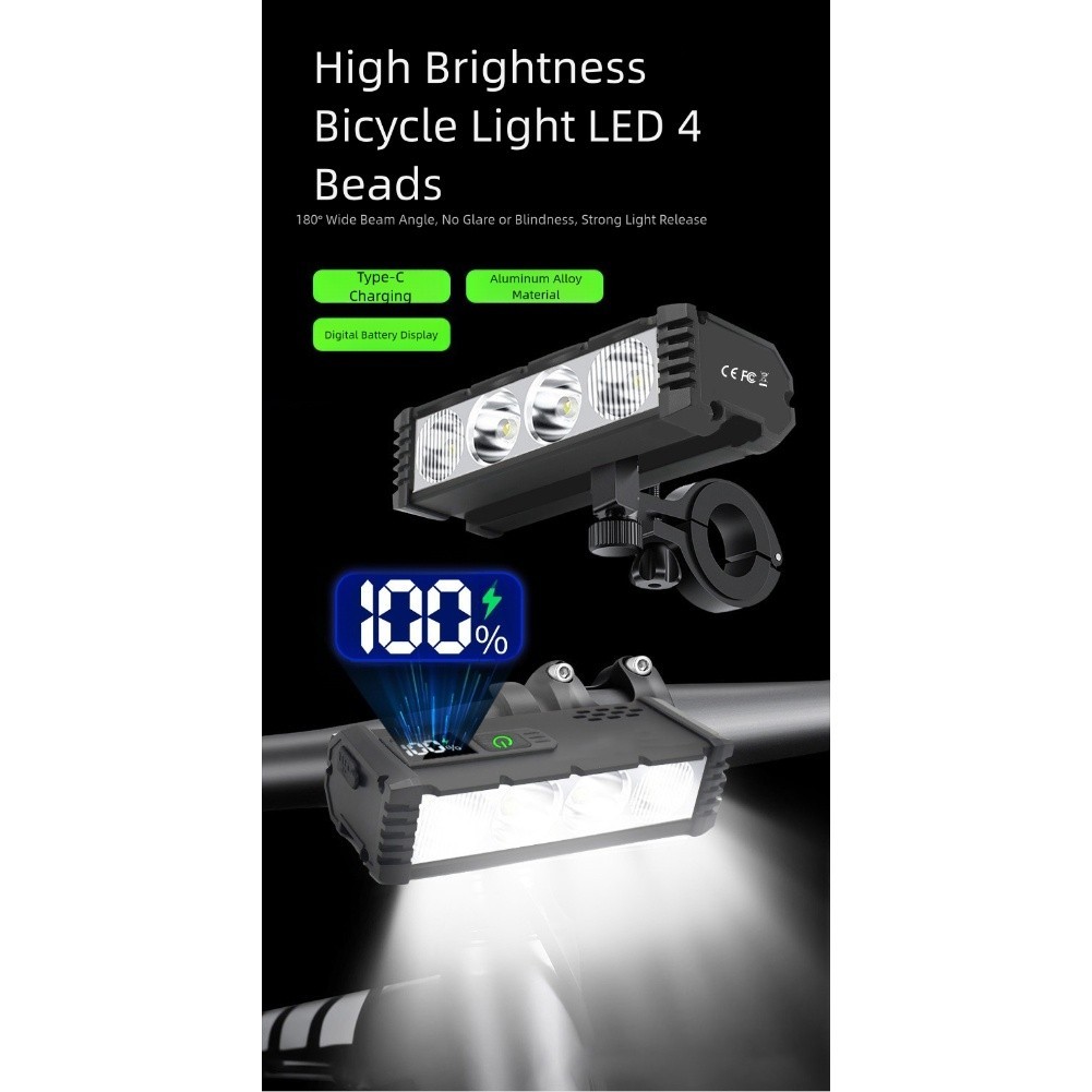Bicycle Light 4000 Lumens 2000 MAh for Battery Efficient Battery Life For