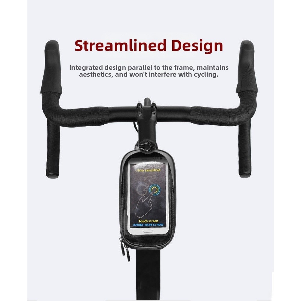 Bike Top Tube Bag 20 cm Hard Shell Waterproof Touchscreen Friendly for Riders
