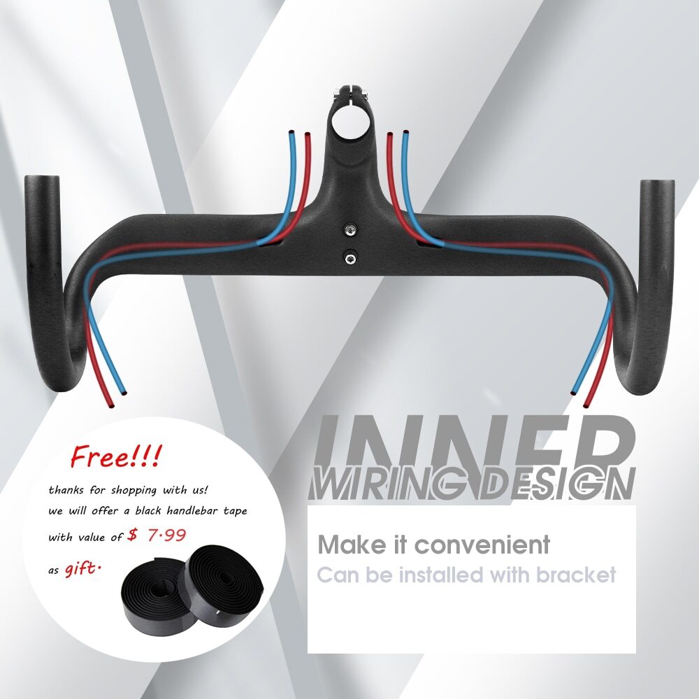 400/420/440mm Bicycle Integrated Handlebar Carbon Fiber Road Bike Drop Bar