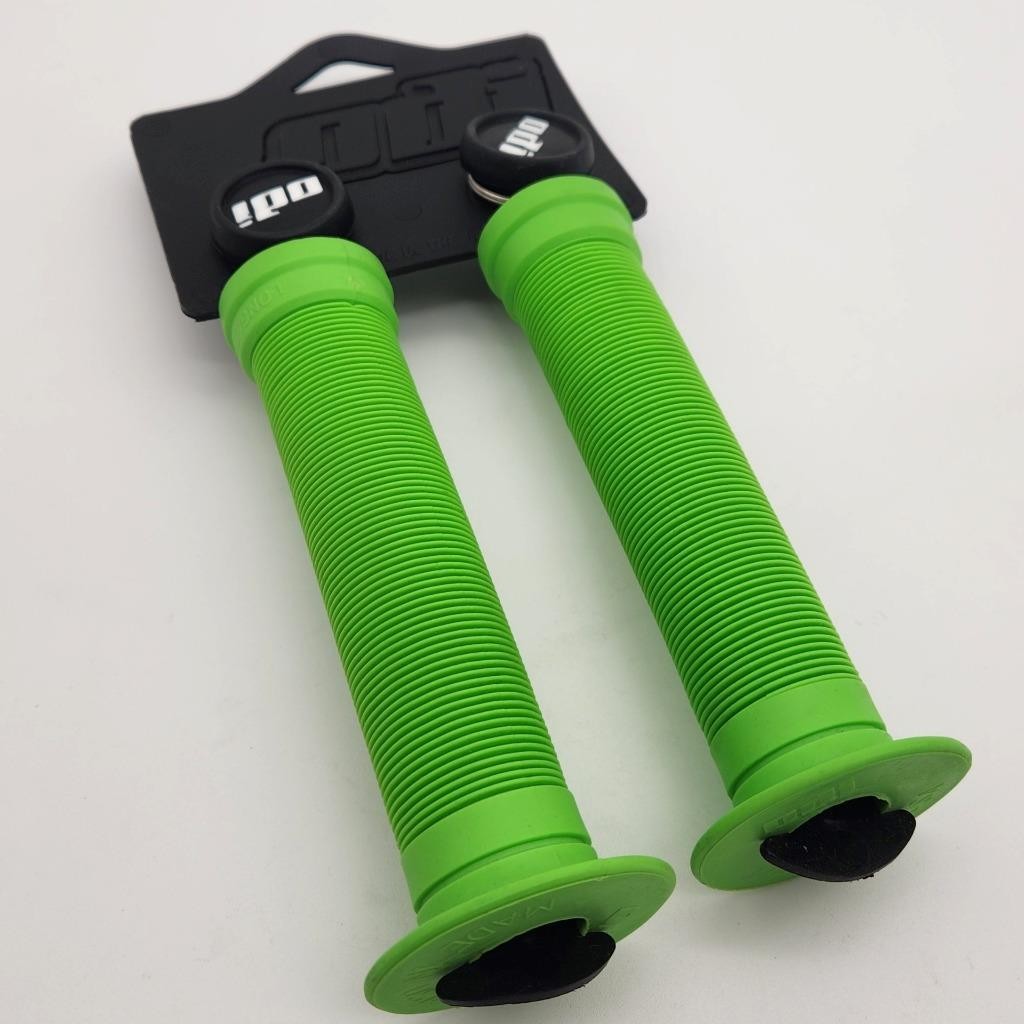 ODI Soft Flanged Green Longneck Grips Softies BMX Bikes / Scooters 143mm