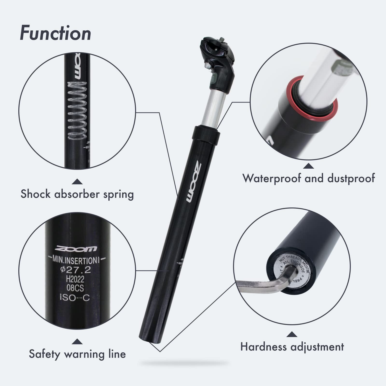 DJC Bike Suspension Seatpost 27.2 30.9 31.6 mm Aluminum Shock Absorber