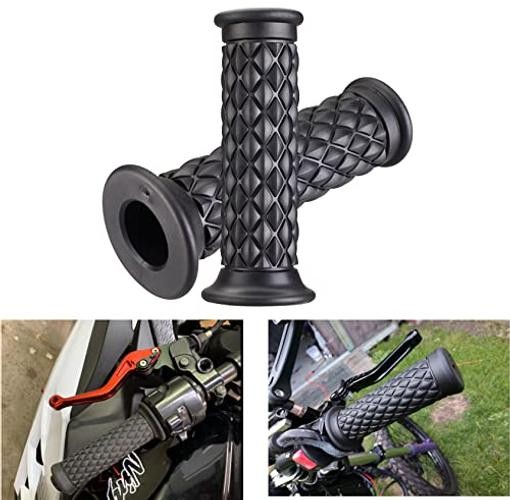 Motorcycle Hand Grips with Bar End Cap, Non Slip Rubber Handlebar Thruster