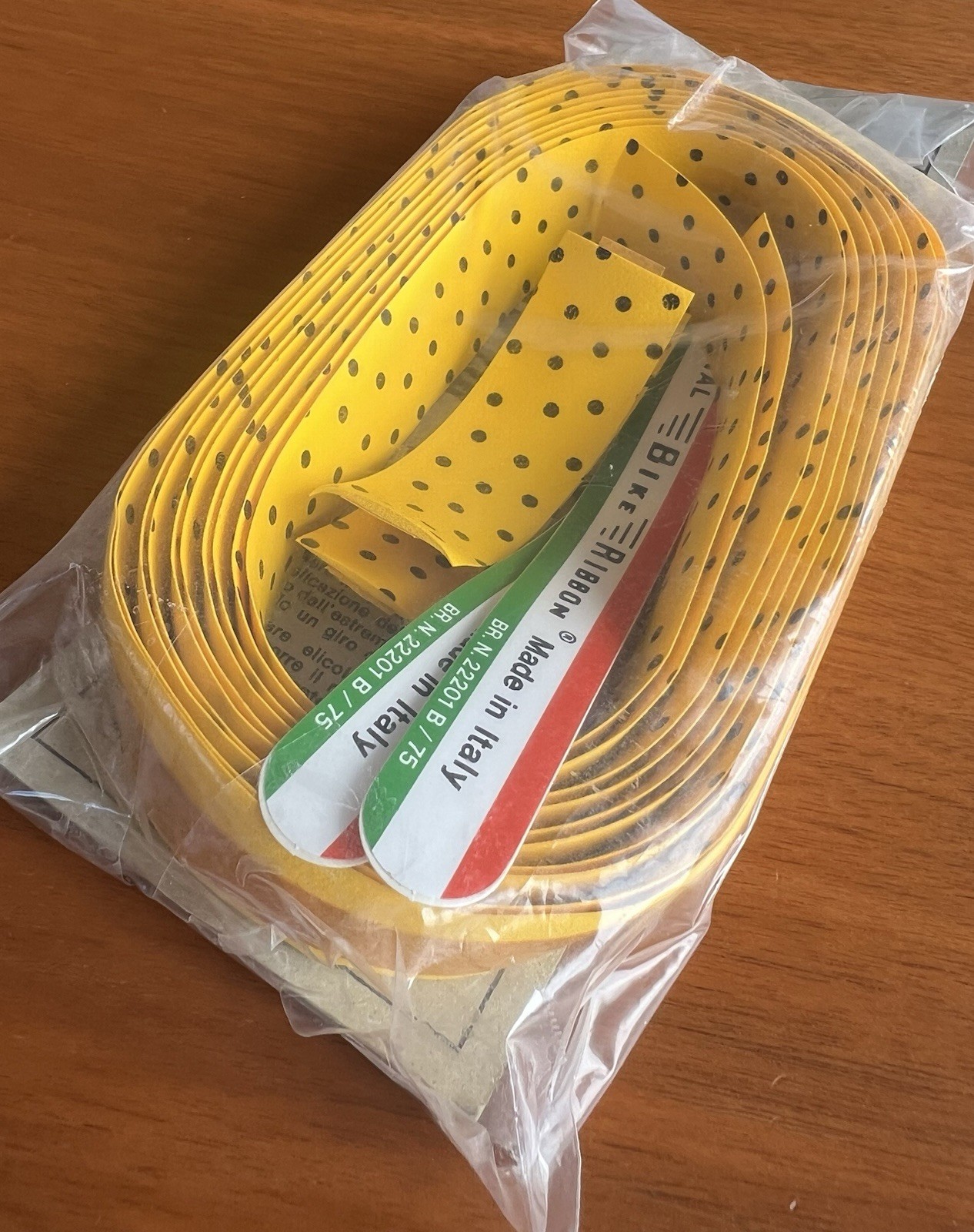 NEW/NOS Vintage Ambrosio Bike Ribbon Handlebar Tape – Yellow/Black Polka Dot