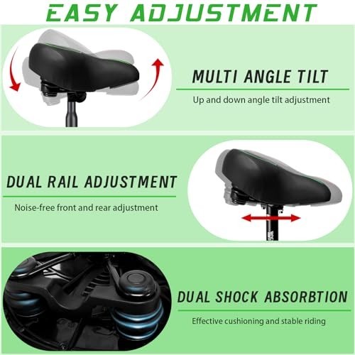 BUCKLOS Wide Bike Seat 9.8×10.2 In Leather Foam Waterproof Men Women Universal