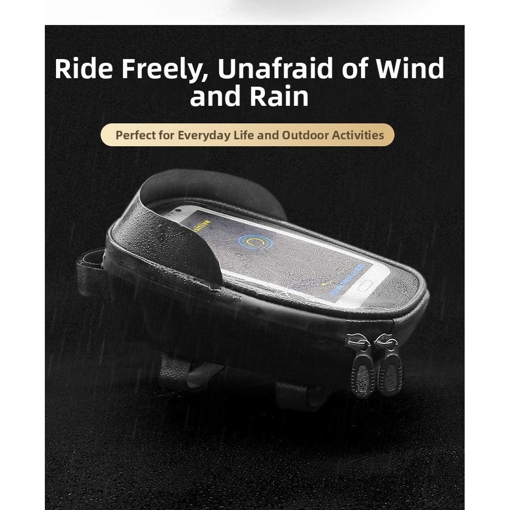 Bike Top Tube Bag 20 cm Hard Shell Waterproof Touchscreen Friendly for Riders