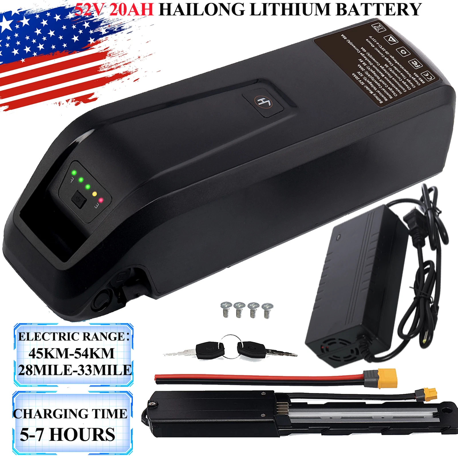 52V 20AH Ebike Battery Replacement Lithium Liion Battery For Bicycle 2000W Motor
