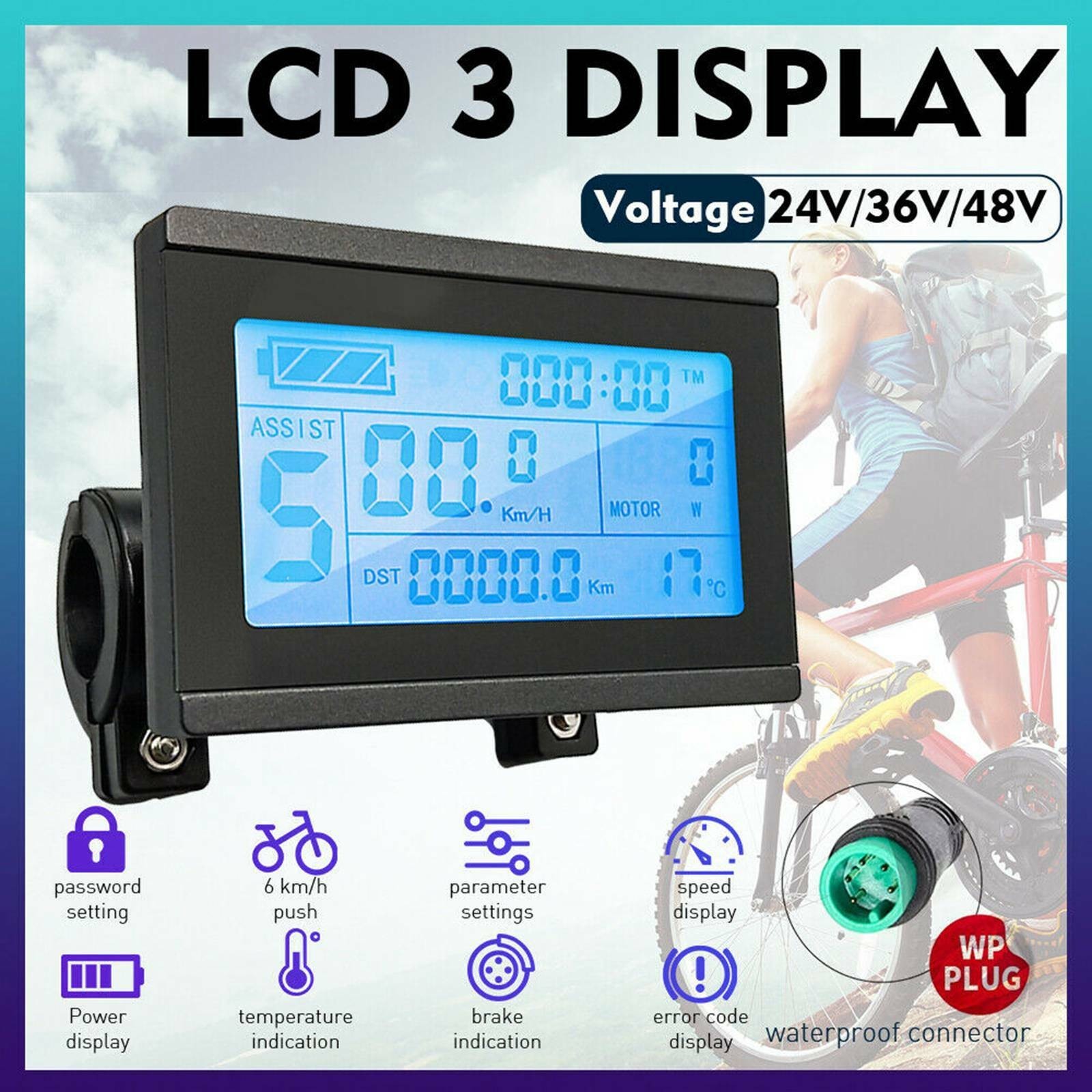 24/36/48V KT-LCD3 Display Meter Control Panel For Ebike Electric Bicycle Scooter