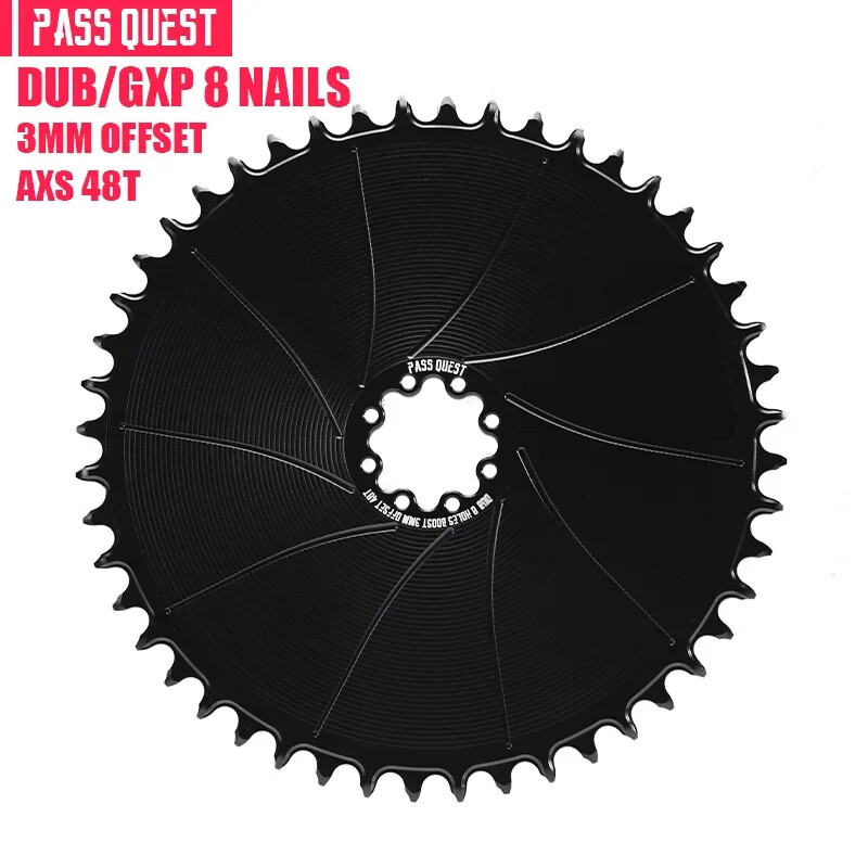PASS QUEST Bicycle Chainring 3mm Offset Direct Mount For FORCE 8-Bolt AXS38T-54T