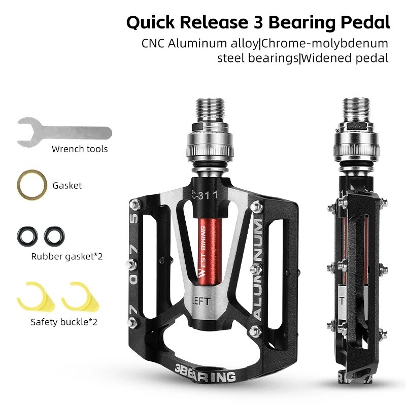 WEST BIKING Quick Release Bicycle Pedals 3 Sealed Bearing Bike Pedals a Pair