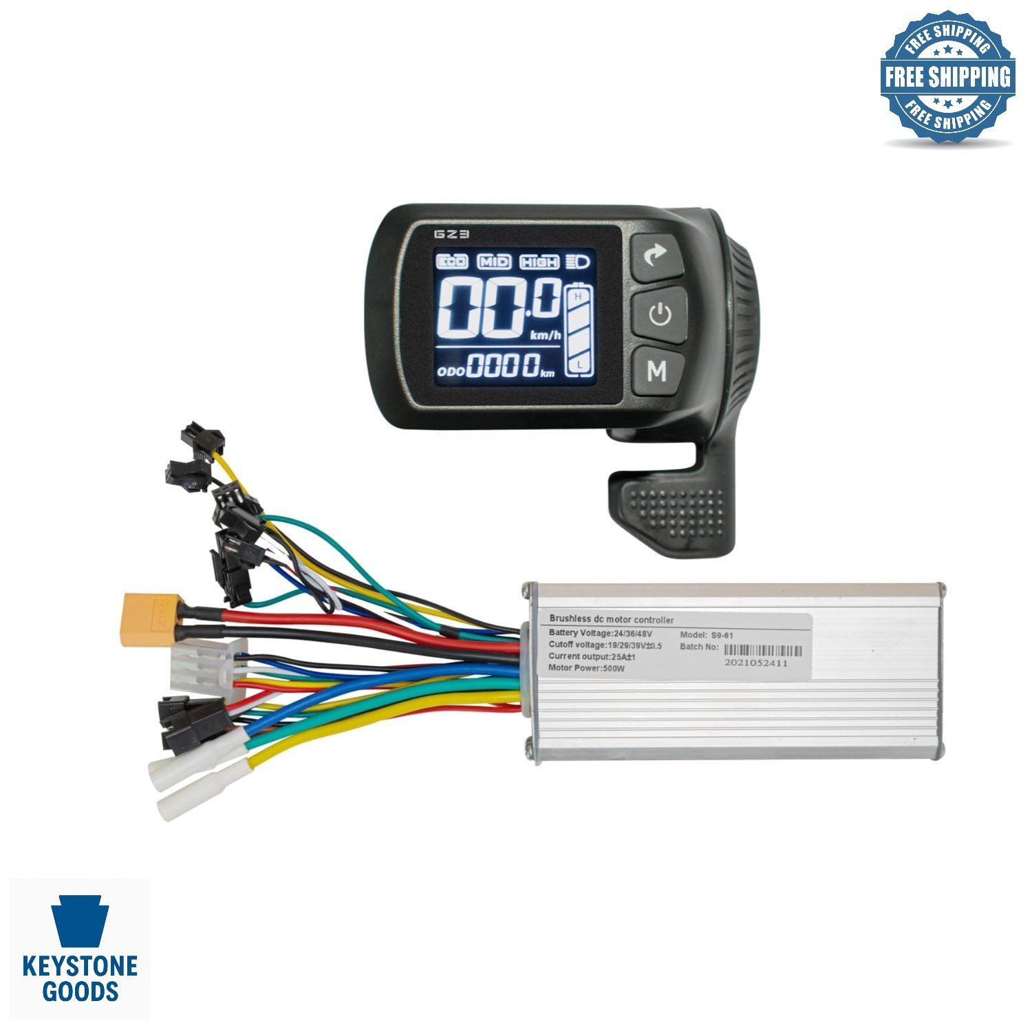 48V 36V 24V 500W Waterproof Ebike Controller Kit with LCD Display and Throttl…