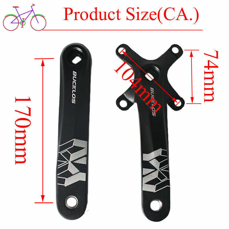 BUCKLOS 104BCD Crank 170mm Crankset 32-38t MTB Bike Narrow Wide Single Chainring