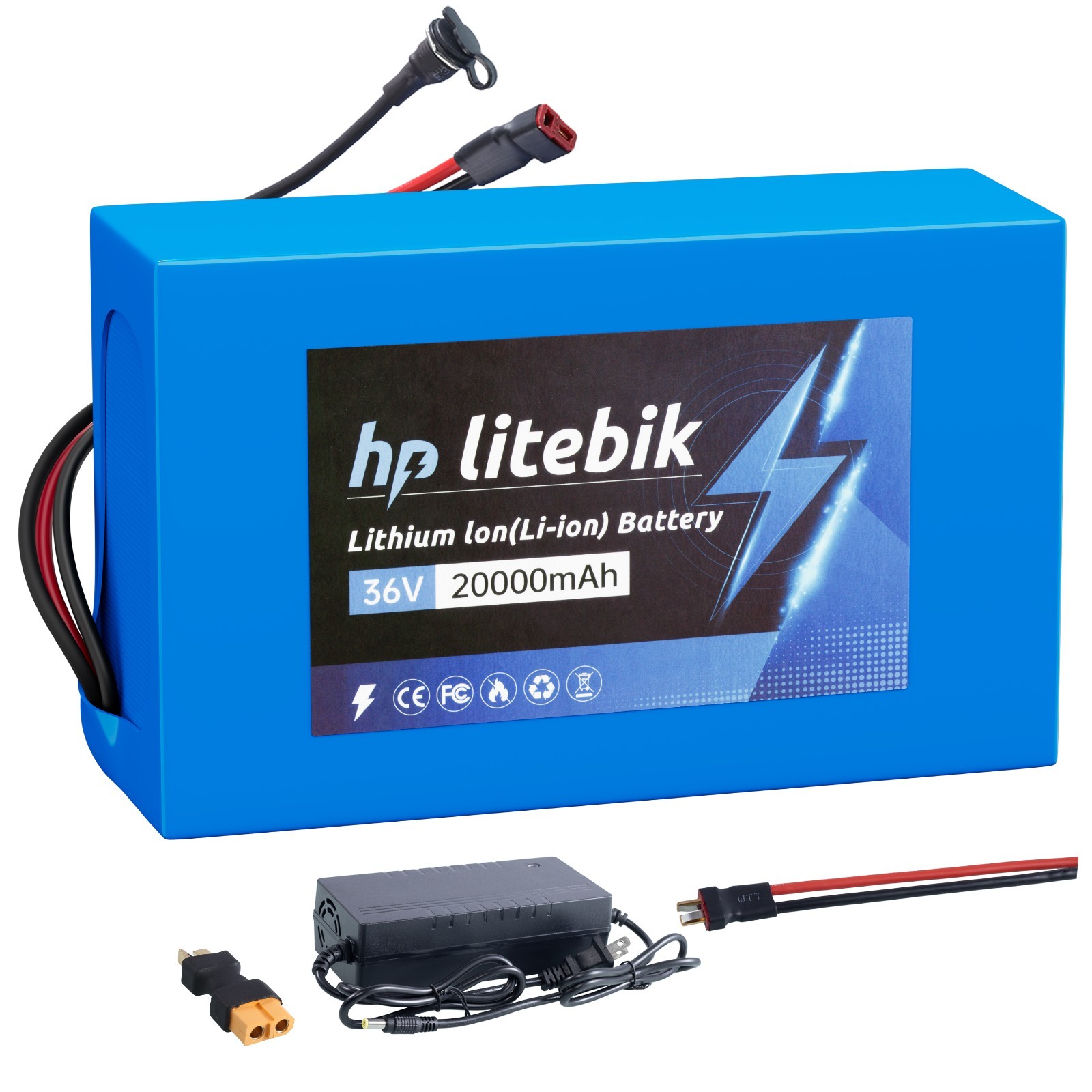 Electric Bicycle Lithium Battery 36V 20Ah for Bike 100-1000W Motors XT60 30A BMS