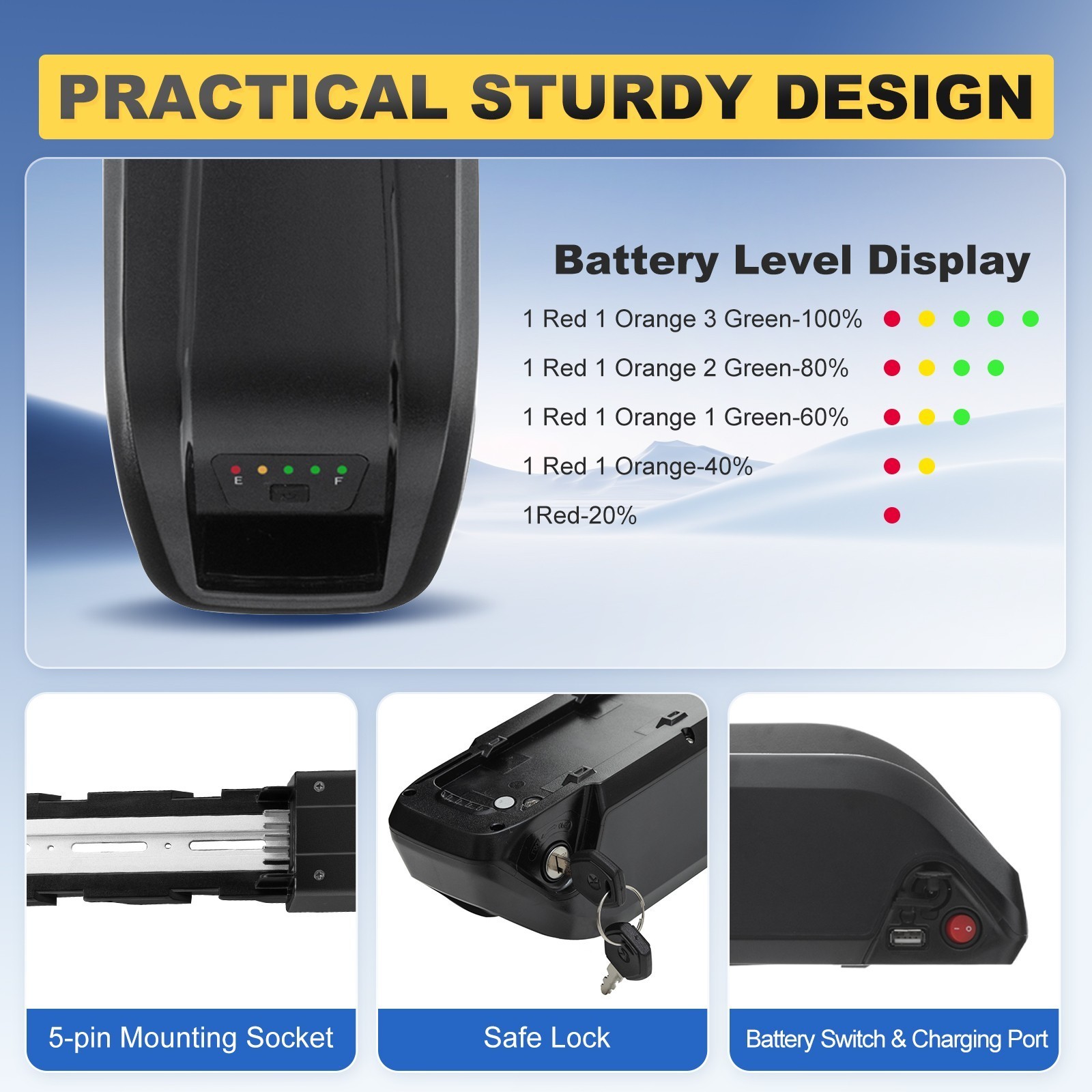 Electric Bicycle 48V 15Ah Hailong Lithium Ebike Battery F o 0-1000W 4Pin/5Pin.