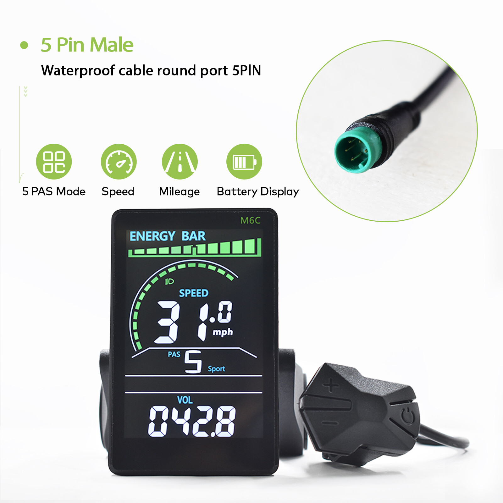 UART 2 M6C Electric Bike LCD Display Meter E Scooter Panel Screen
