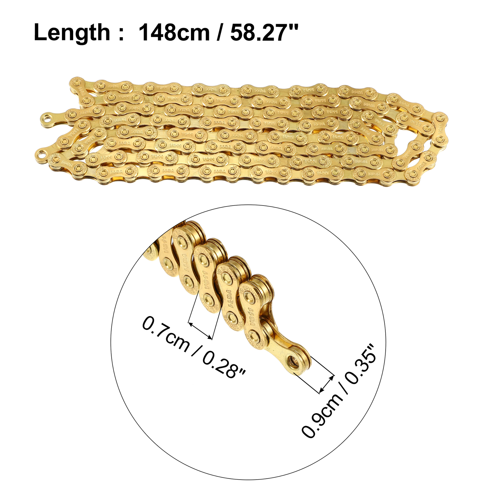 Pack (1) 11 Speed 116 Links Speed Chain for Bicycle Bike MTB Metal Gold Tone