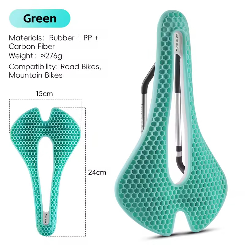 3D Honeycomb Bike Seat Cushion Soft Comfort Bicycle Saddle Wide Shock Absorbing