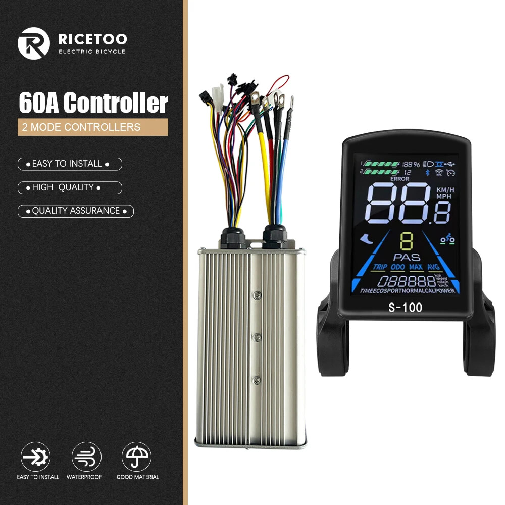 60A Sine Wave Controller 48V 52V 60V 72V with Lock Light Ebike Conversion Kit
