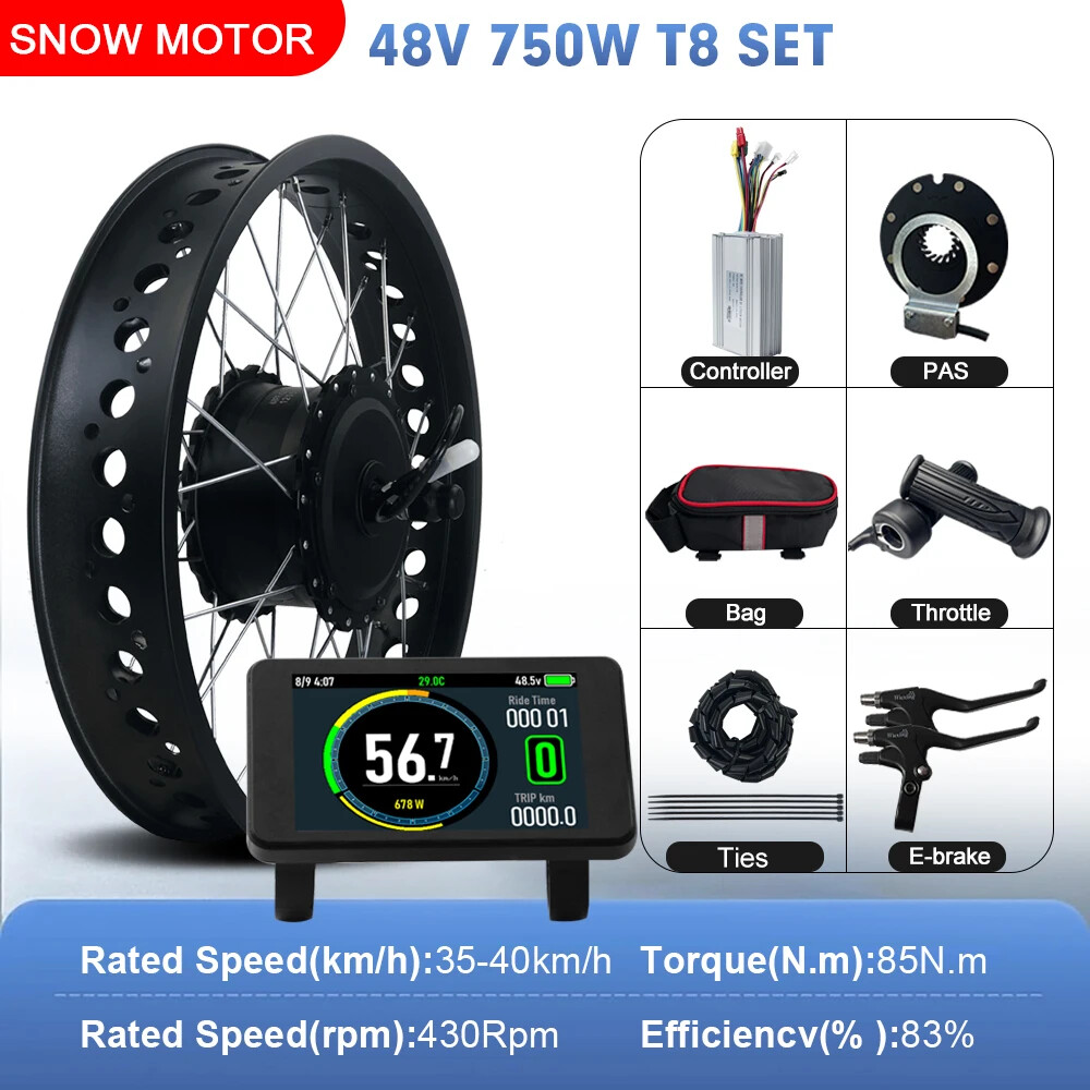 48V 750W 20/24/26inch Snow Electric Bicycle Fat Tire Brushless Front Hub Motor