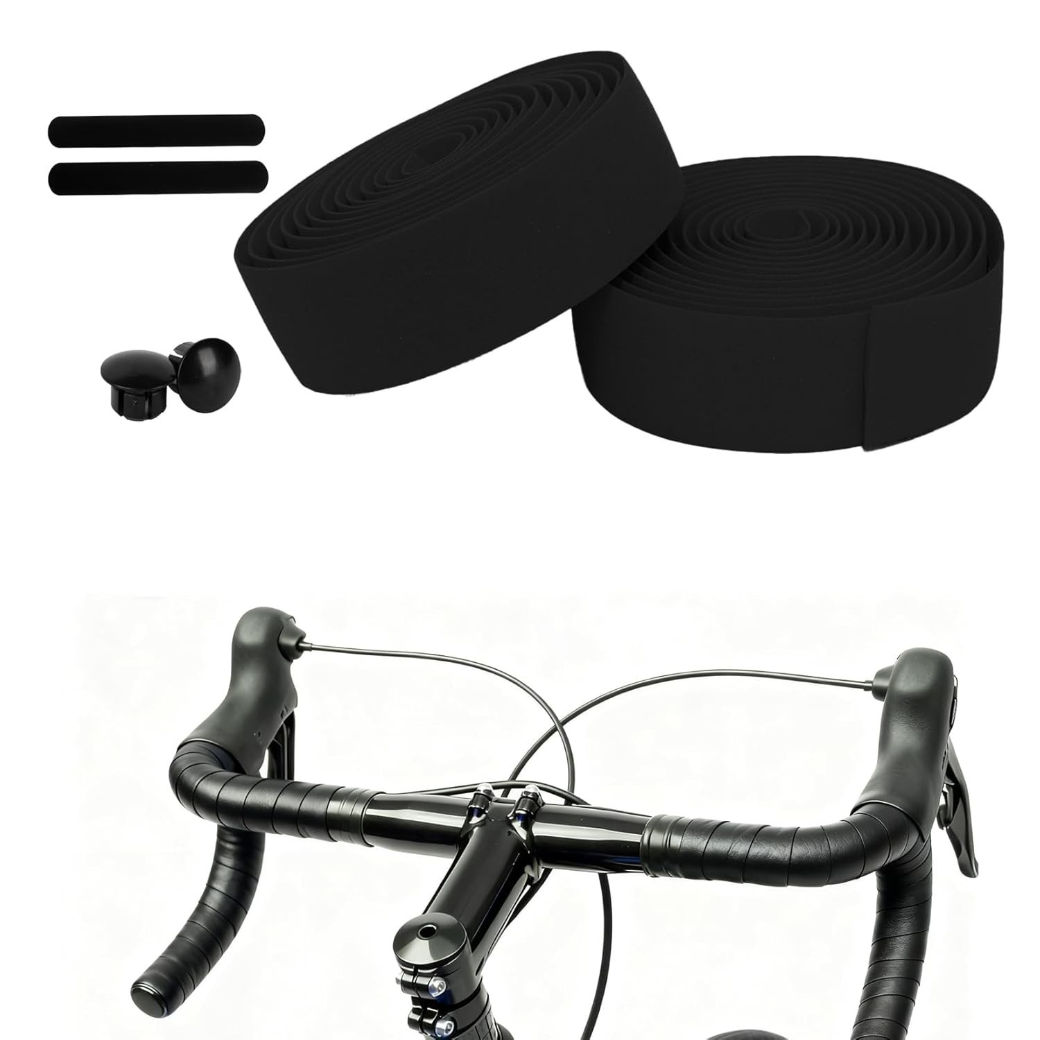 Bike Handlebar Tape – EVA Bike Grip Tape for Road Bike 2 Rolls Black