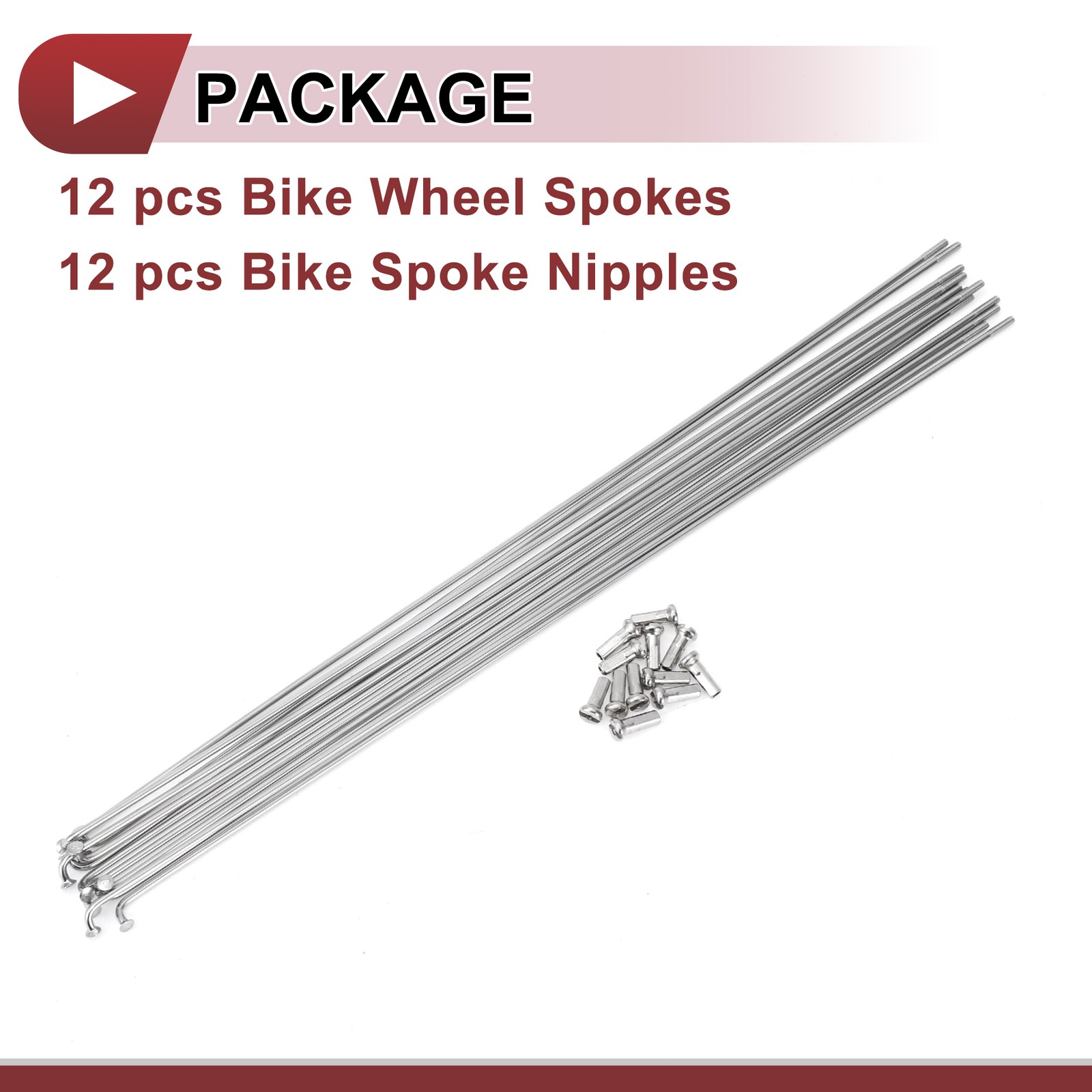 12 Set 14G Bicycle Spokes 285mm Bike Wheel Spokes 304 Stainless Steel