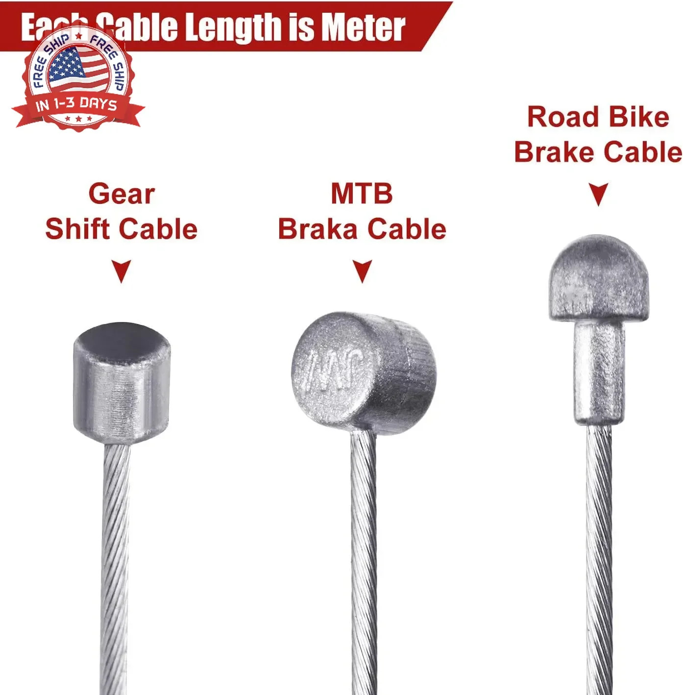 Bike Brake Shifter Cable Housing Set Stainless Steel PVC 2M 2.5M Mountain Road B