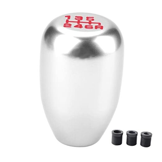 2.25 Inch Universal Manual Gear Shift Knob – Direct Replacement 6 Speed Silver