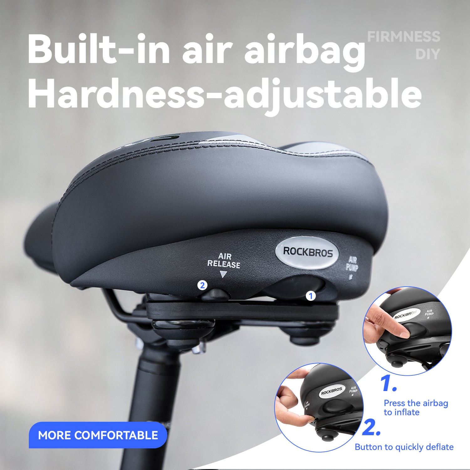 ROCKBROS Bicycle Inflatable Saddle Shock-Absorbing Comfortable Seat Cushion