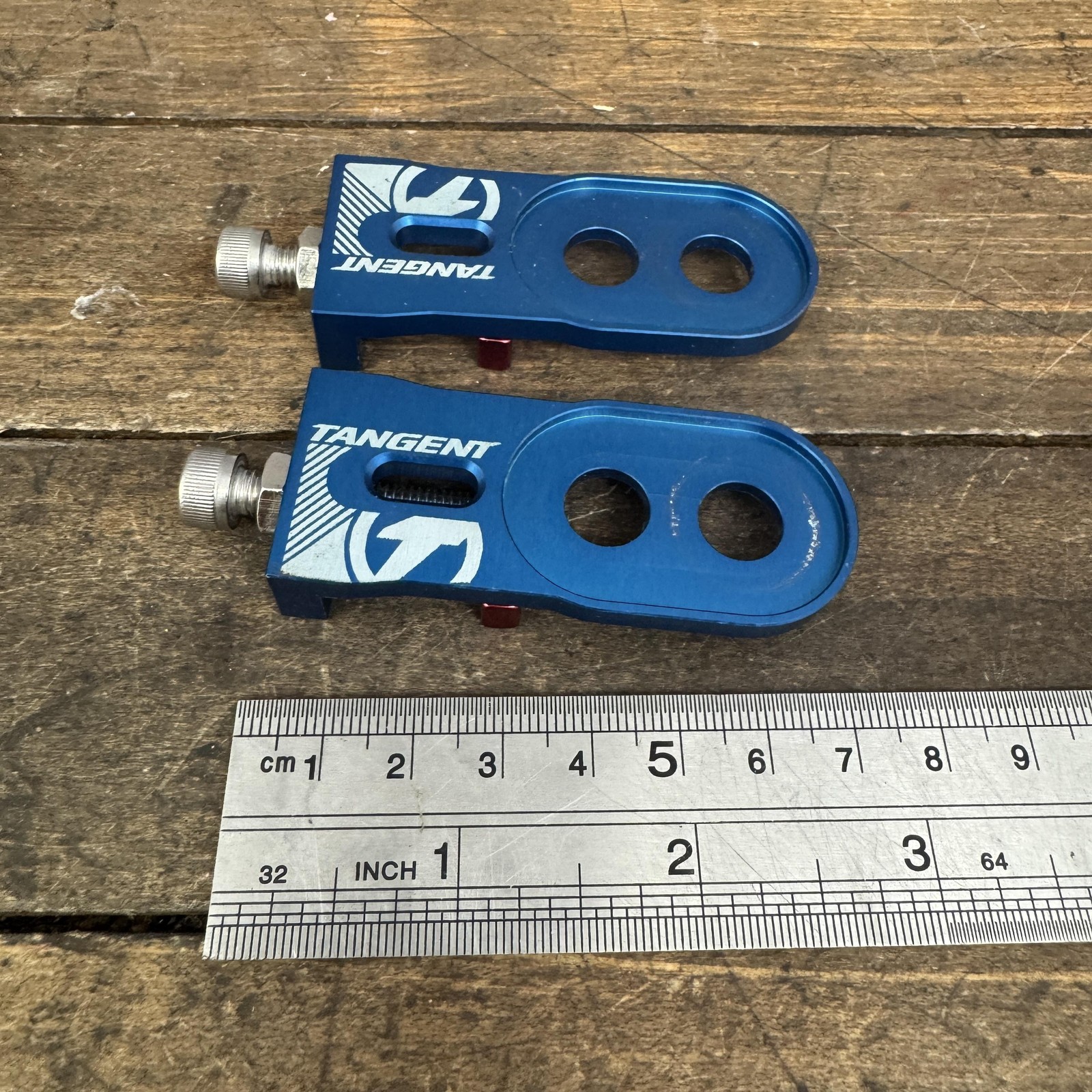 Tangent BMX Chain Tensioner Pair Blue Alloy Dropout Spacer Bike