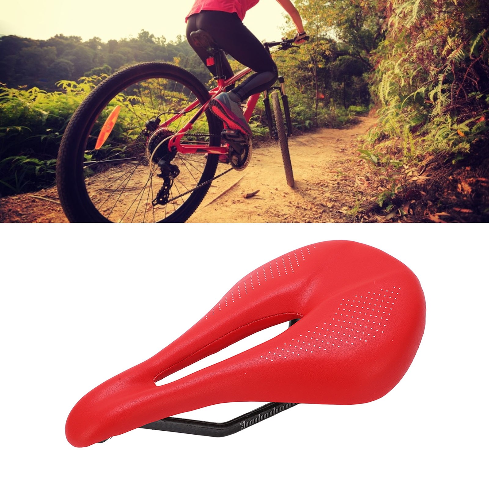 White Saddle Replacement Comfortable Hollow 3K Carbon Fiber + Leather