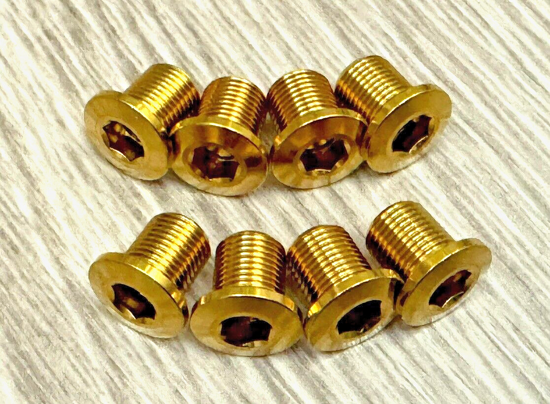 8 pcs Gold Titanium/Ti Bolts For Chainring Double, Triple Crankset Inner Use