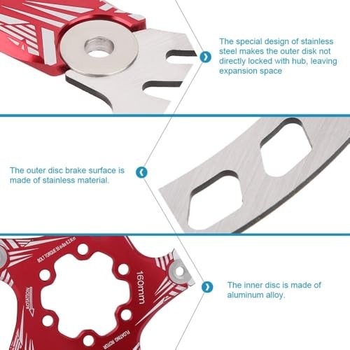 160mm Floating Bike Disc Brake Rotors – Stainless Steel & Aluminum Alloy Red