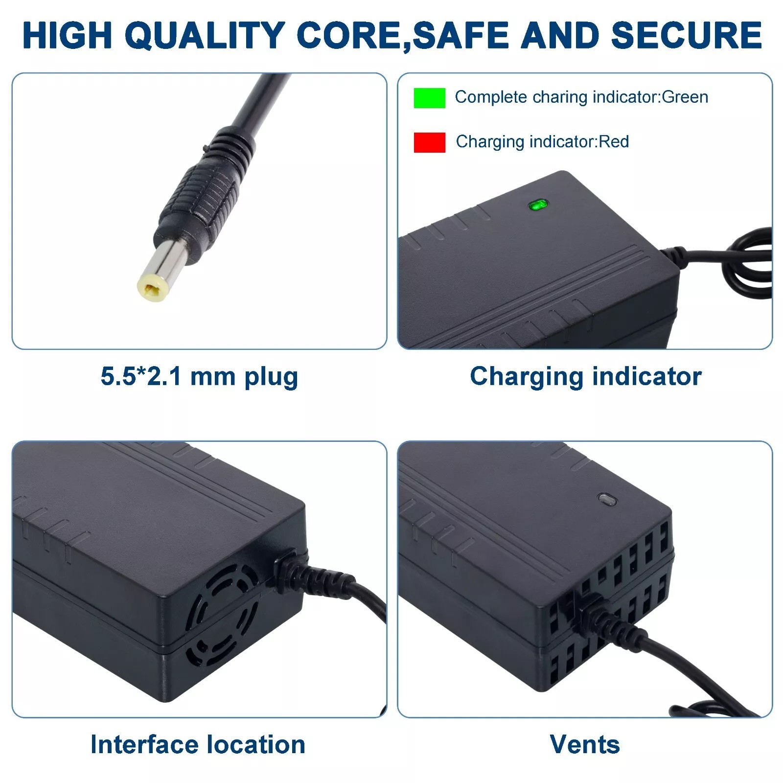 UUG 58.8V 5A Fast Charger 52V Lithium Battery DC 5.5-2.5/2.1mm Power Adapter
