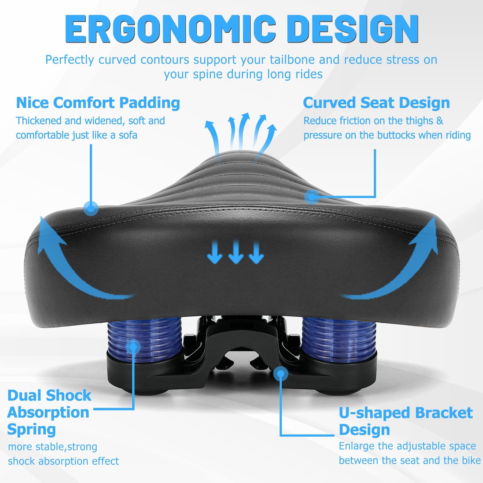 CDYWD New Noseless Bike Seat for Men Women Comfort Wide, Large Soft Padded Bi…