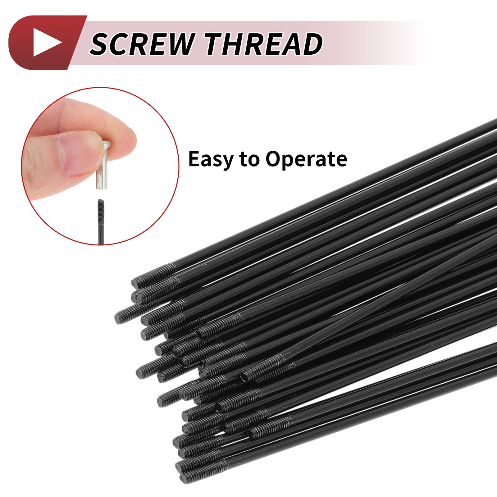 14G Bicycle Spokes 14G 220mm Bike Wheel Spokes with Nipple Black 36 Set