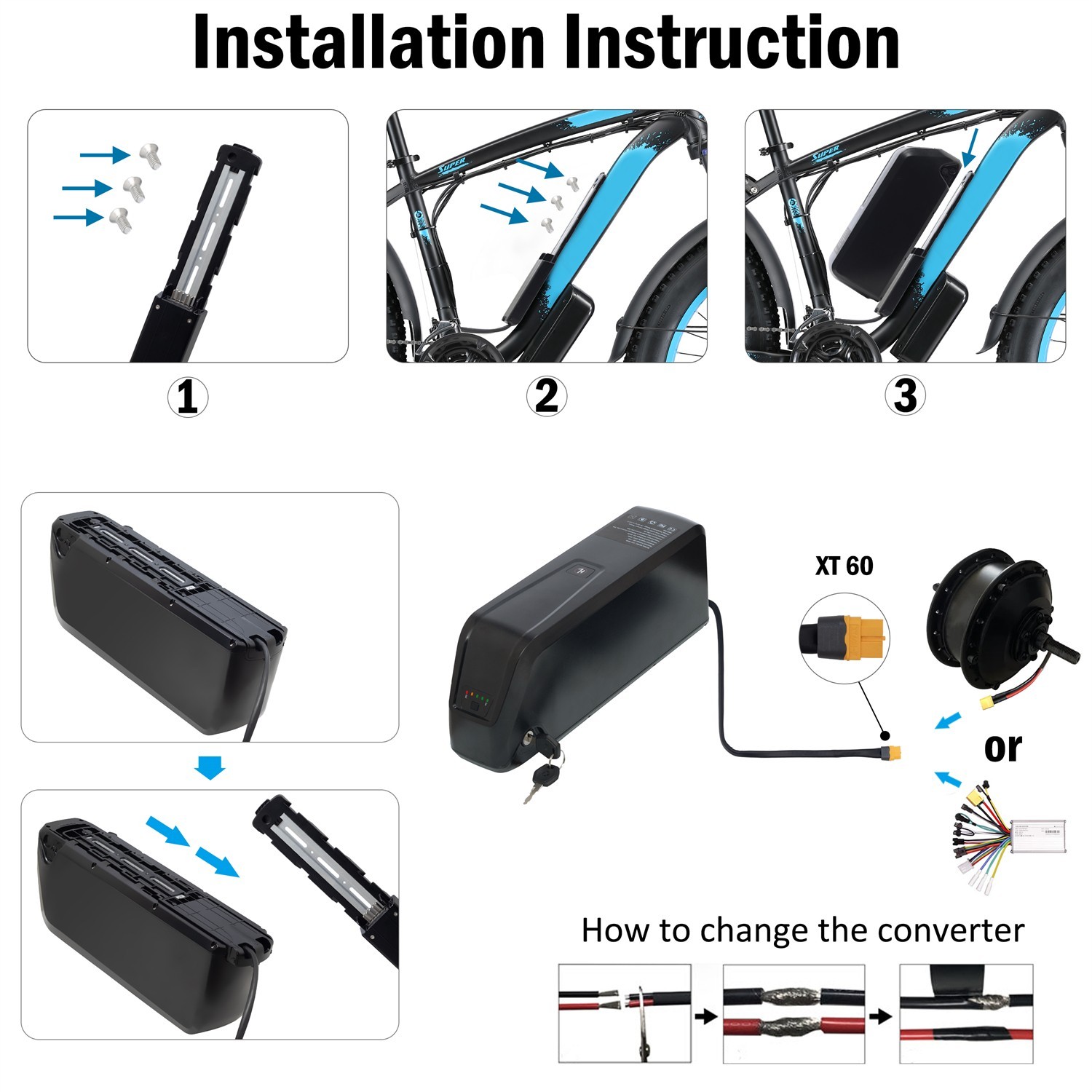 52V/48V/36V ebike battery lithium battery BMS for electric bicycle ≤2000W Motors