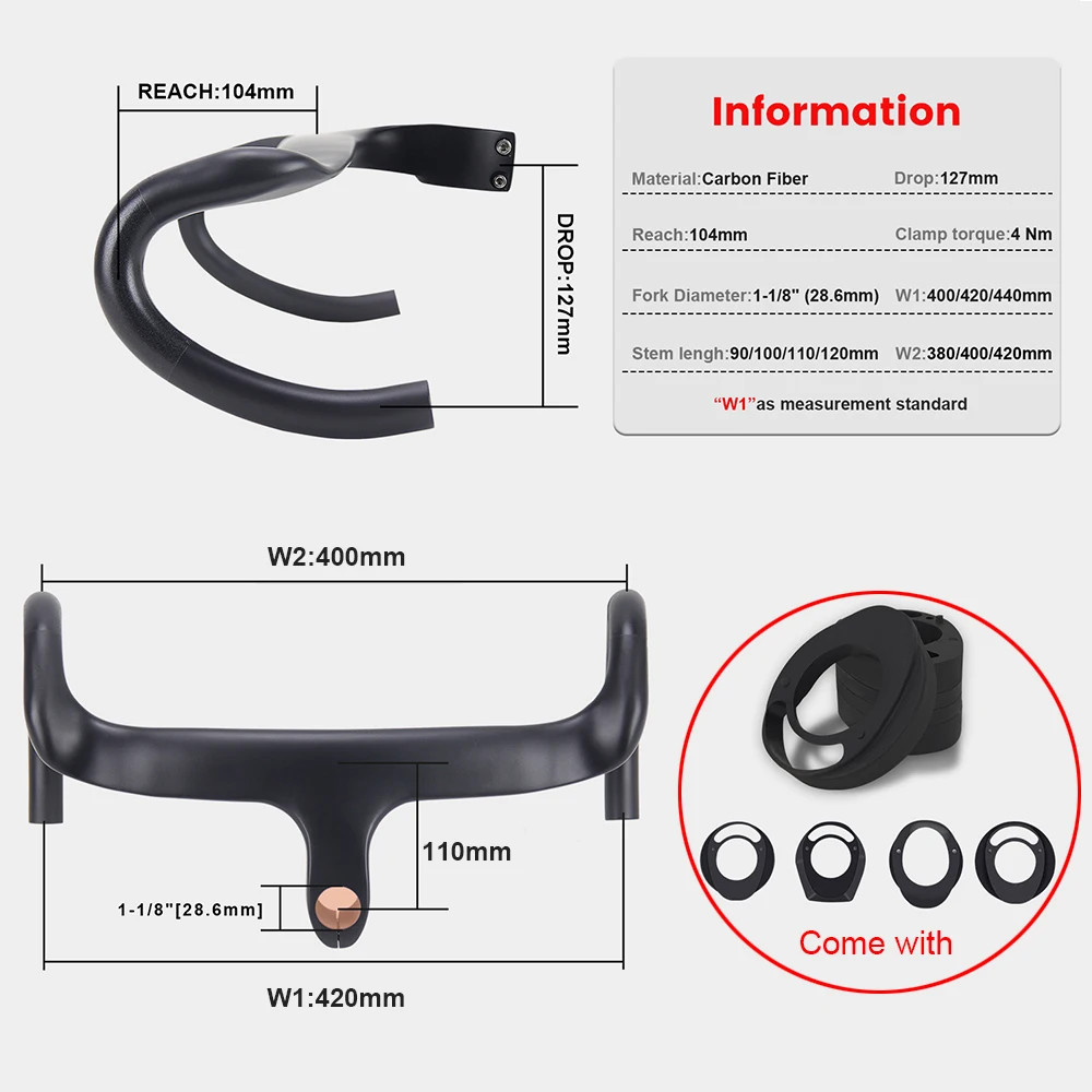 Carbon Road Bike Handlebar Full Internal Routing Racing Drop Handlebars