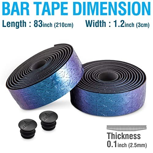 Bicycle Handlebar Tape Oil Slick 210cm x 3cm Road Cycling Wrap with End Plugs