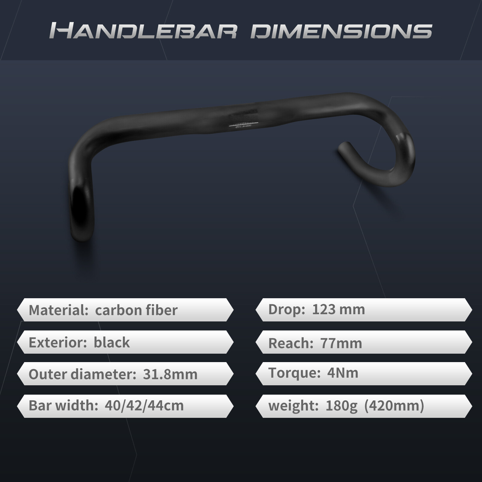 31.8 Carbon Road Bicycle Handlebar Gravel Bike Drop Bars for Cycling 400/420/440