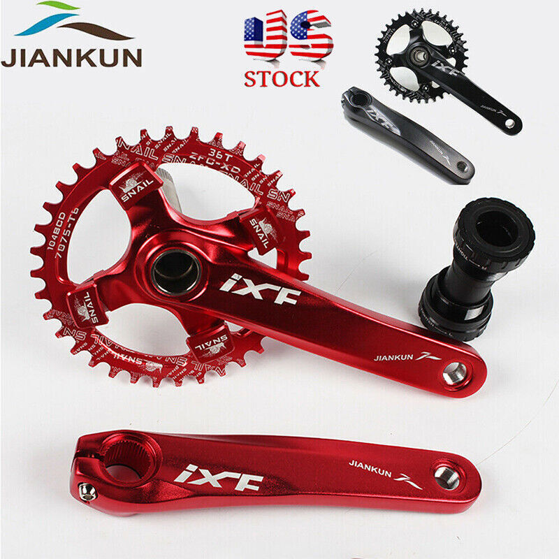 US MTB Bike Crankset BB 104bcd 32-42t Narrow Wide Single Chainring 170mm Crank