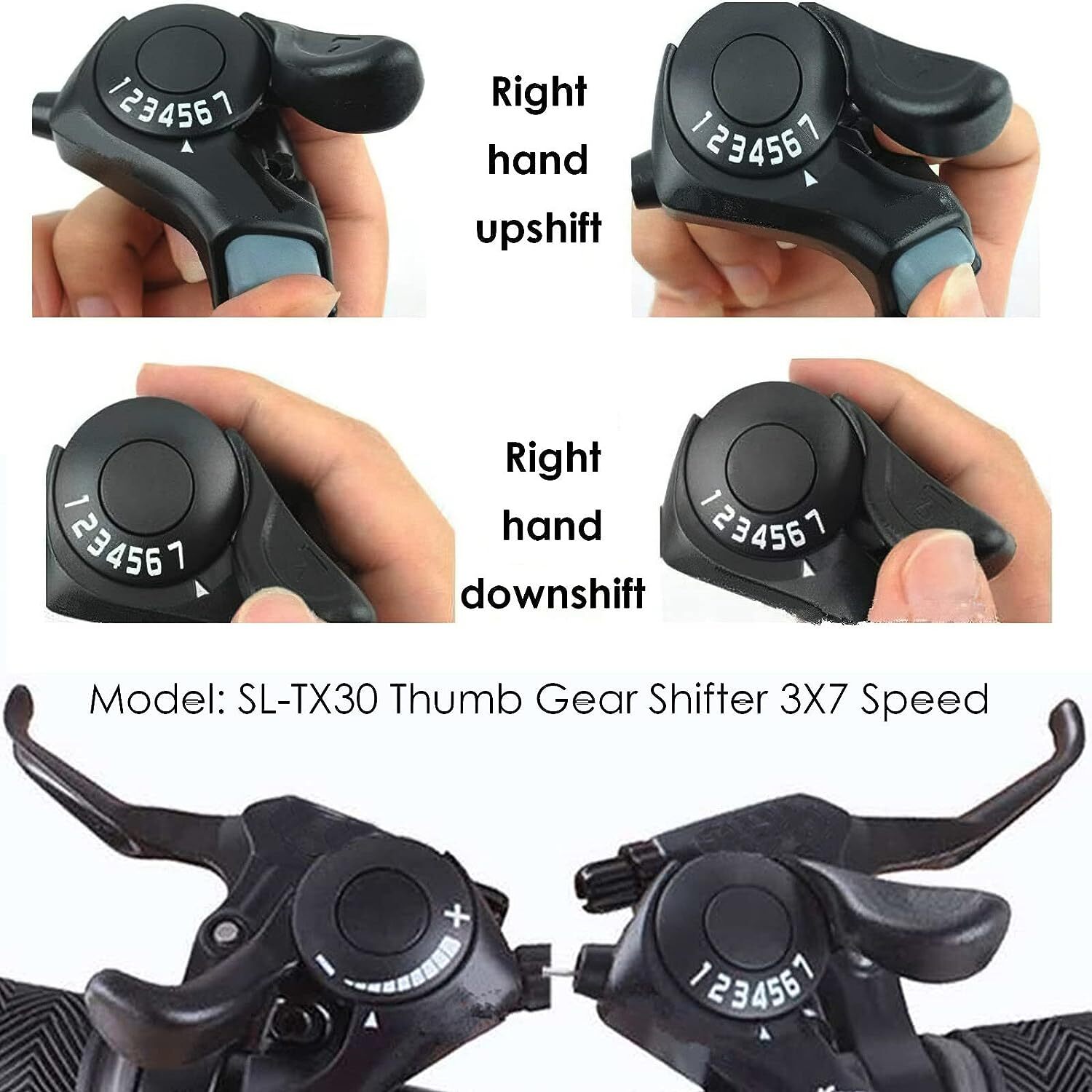 2Pcs 21 Speed Shifter for MTB Mountain Road Bicycle Shifter Bike Thumb Gear Set
