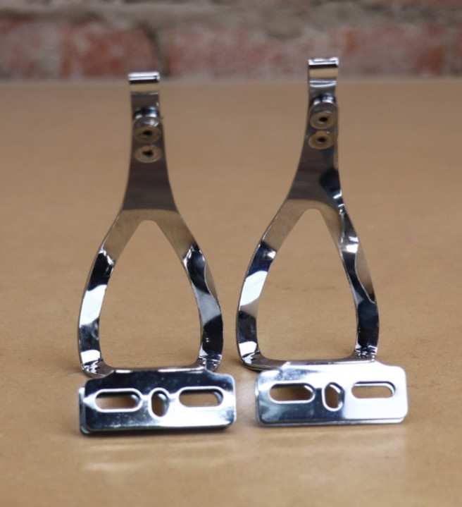 NOS Vintage Christophe Double Steel Toe Clips Large Cyclocross/Track New