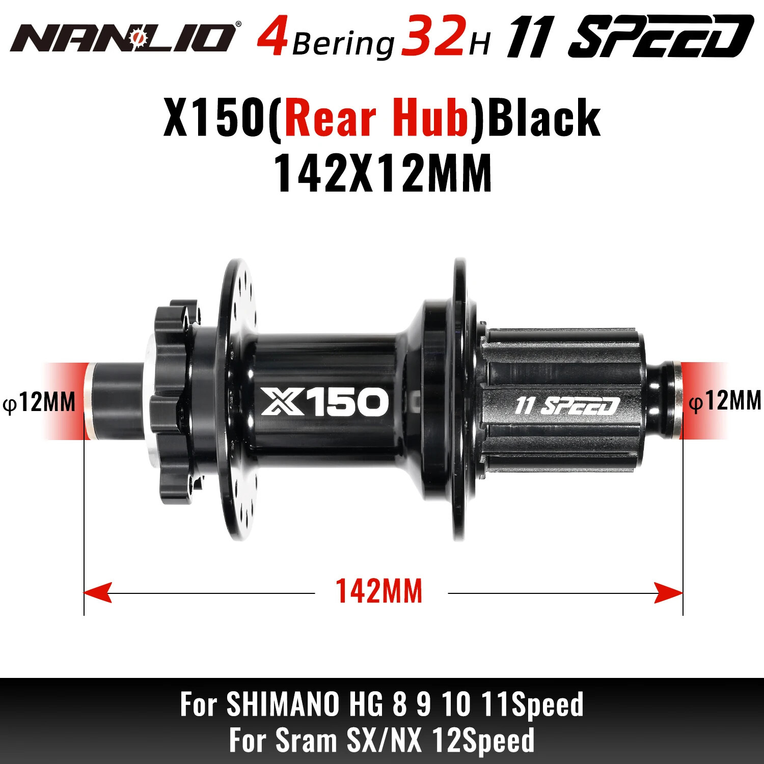 MTB Bike Hub 6 Pawl 3 Teeth 150 Click 32 28 36 Holes HG SX NX 8 9 10 11 12 Speed