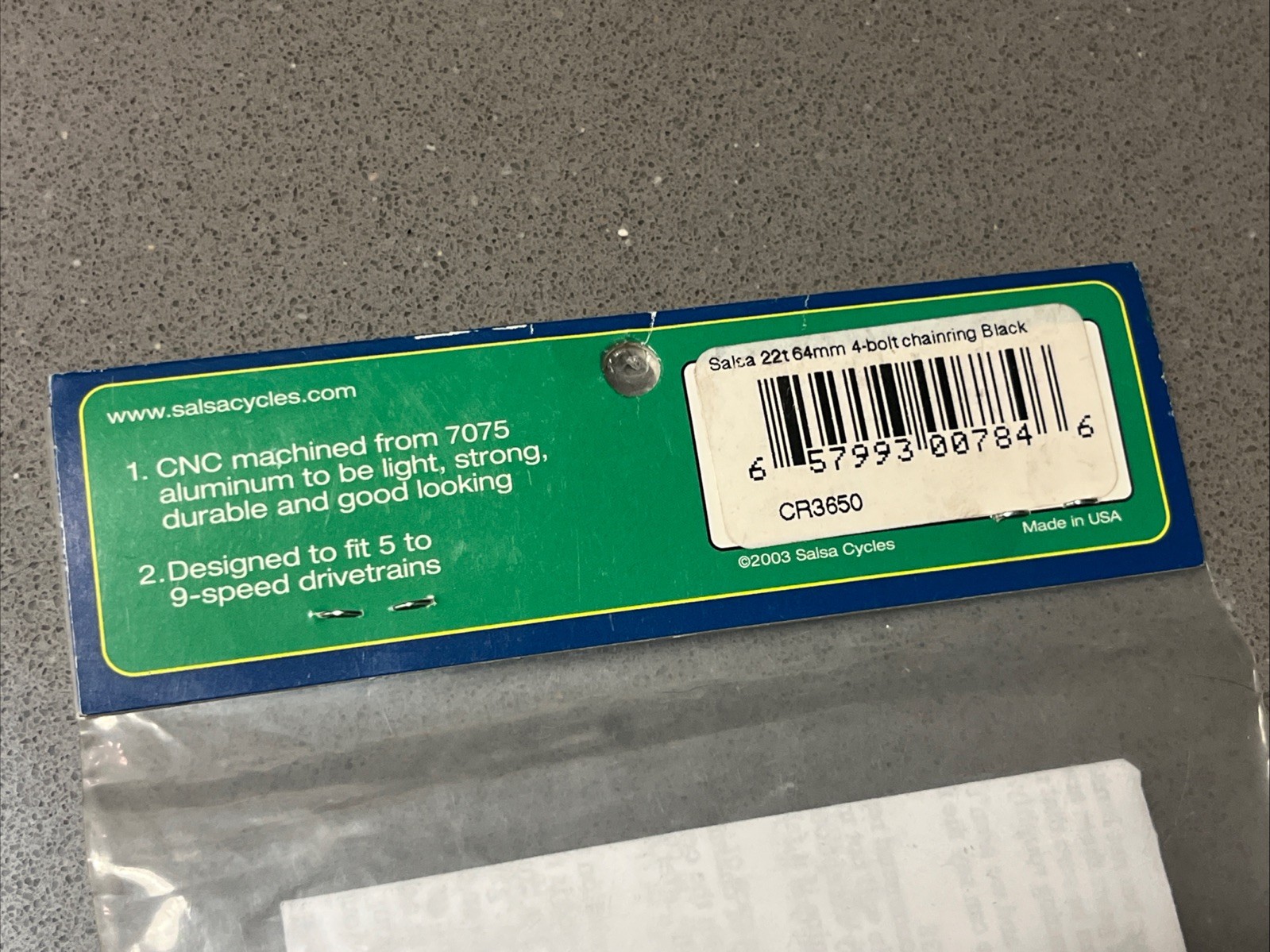 NOS Salsa Chainring CNC Machined 7075, 22 teeth, 64mm BCD, 5-9spd, Made in USA