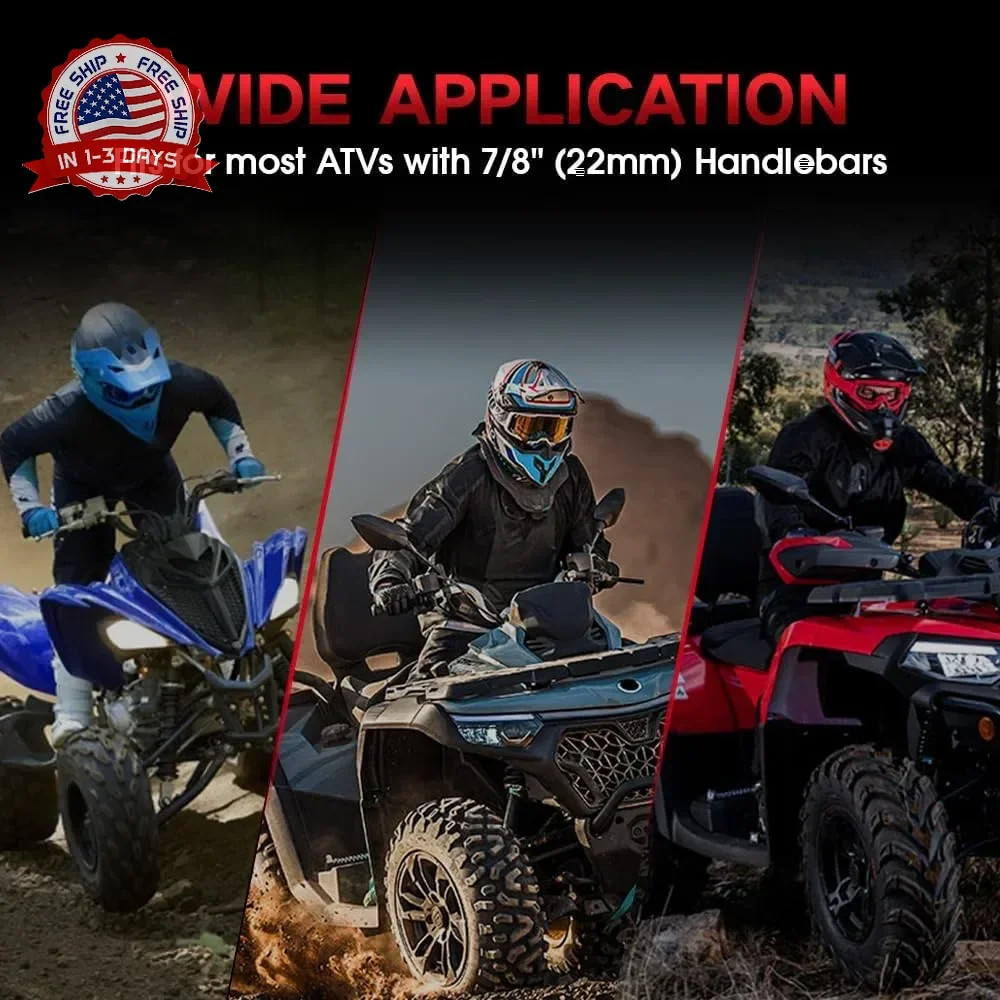 7/8″ 22mm ATV Handlebar Grips Non-Slip Universal for Foreman Recon Raptor Grizzl