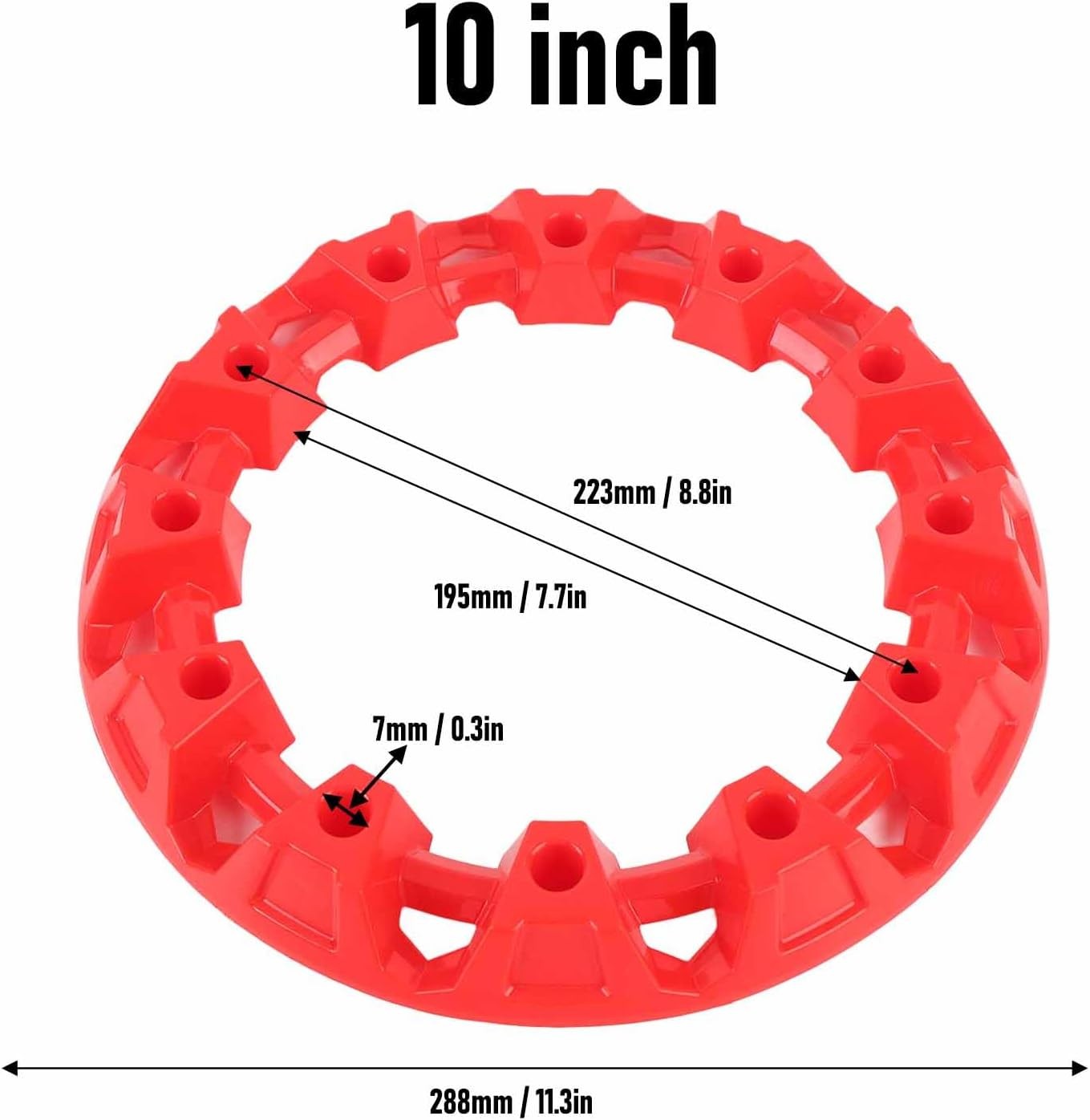 4Pcs 10 Inch ATV Wheel Trim Hub Decor Rim Cap Plastic Scratch Proof Sporty Red