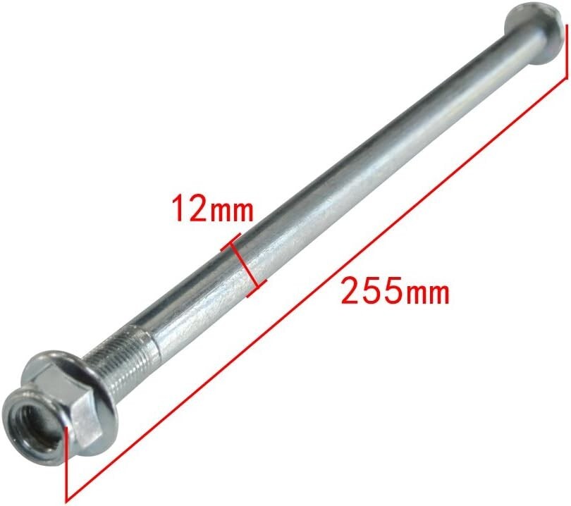Lightweight 12mm x 255mm Rear Axle for Dirt Bike and ATV – 8.7 oz