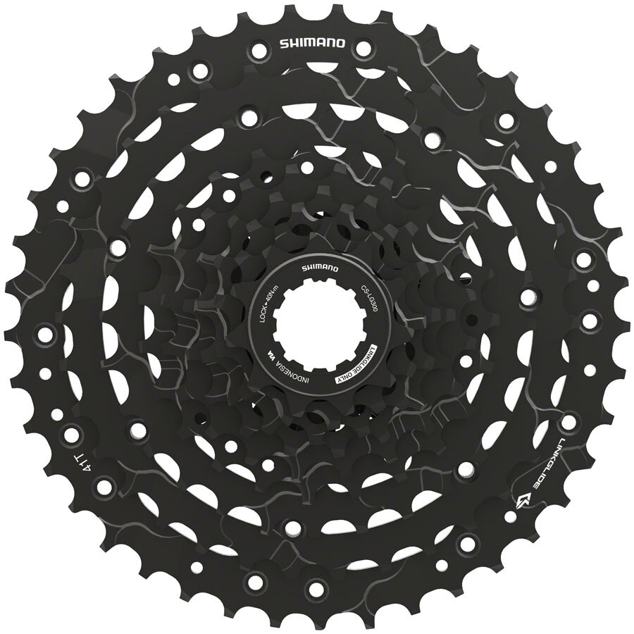 Shimano CUES CS-LG300-9 Cassette – 9-Speed, 11-41t, LINKGLIDE, Black