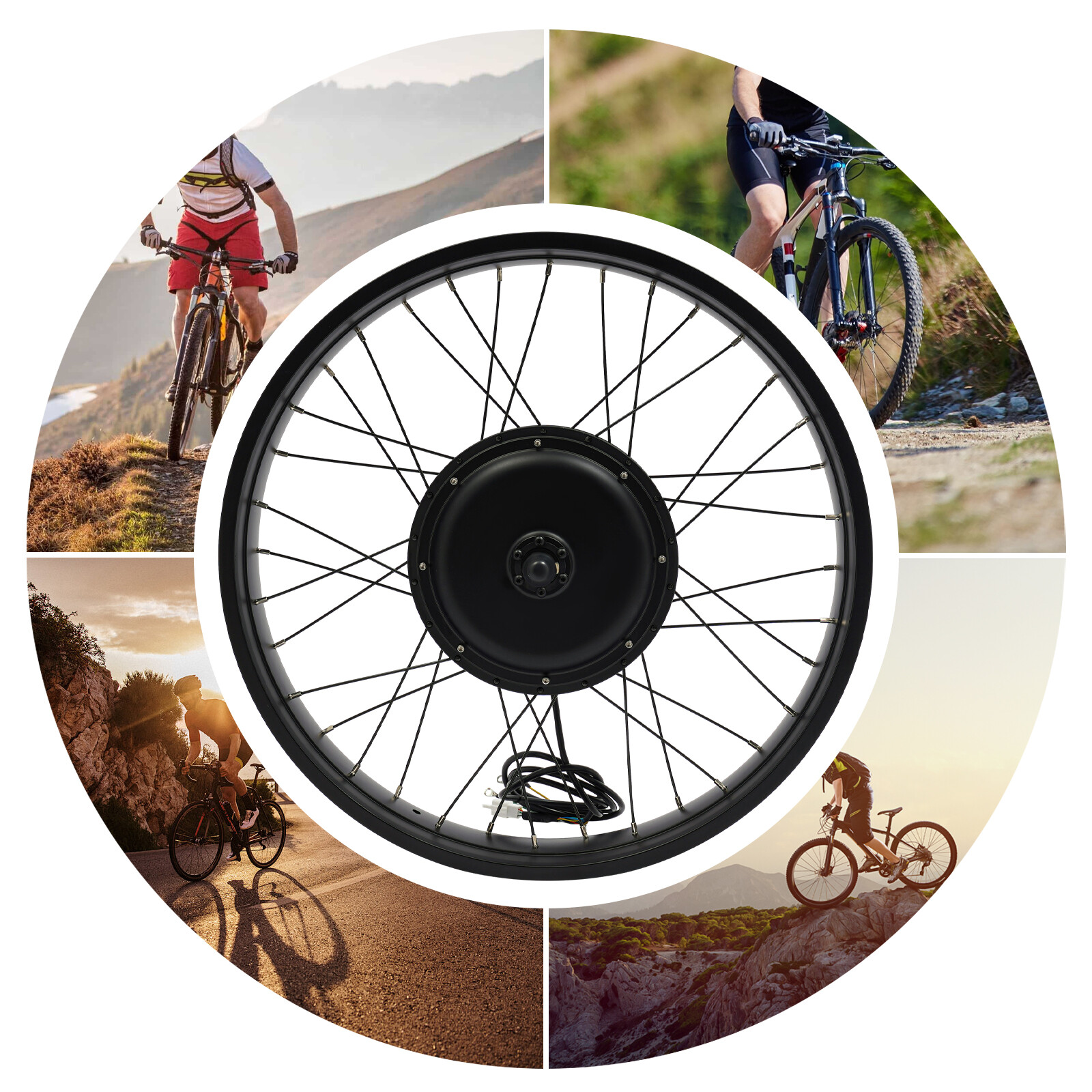 26″ 1500W 48V Front Wheel E-Bike Conversion Kit with LCD Display Thumb Throttle